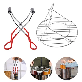 

Canning Jar Lifter Tongs Can Steamer Rack Frame Stainless Steel Anti-slip Lifter with Handle Clip to Lift Jars Can for Home