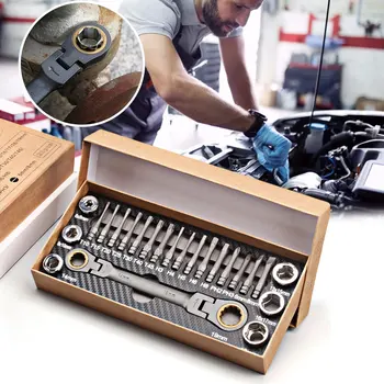 

23pcs/set Hardcore Wrench Socket Set Hardware Spanner Screwdriver Ratchet Wrench Kit Car Repairing Combination Hand Tool Sets