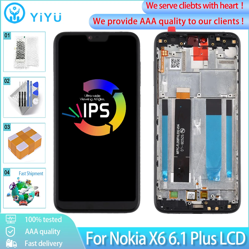 5 8 &quotОригинальный IPS ЖК-дисплей для Nokia X6 6 1 плюс Дисплей сенсорный Экран Digitizer