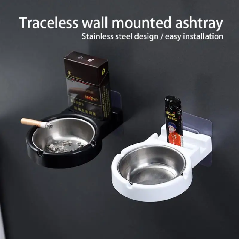 Non-marking Sticker Ashtray Wall Paste Home Ashtray Simple Bar Smoking Indoor Cigarette Butt Storage Shelf Storage Ashtrays Tool portable ashtray cigarettes ashtray