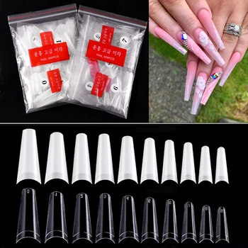 

500Pcs/bag Clear Natural French Ballet Coffin False Nails Art Tips Acrylic Half Full Cover Long French Fake Nail Manicure Tools