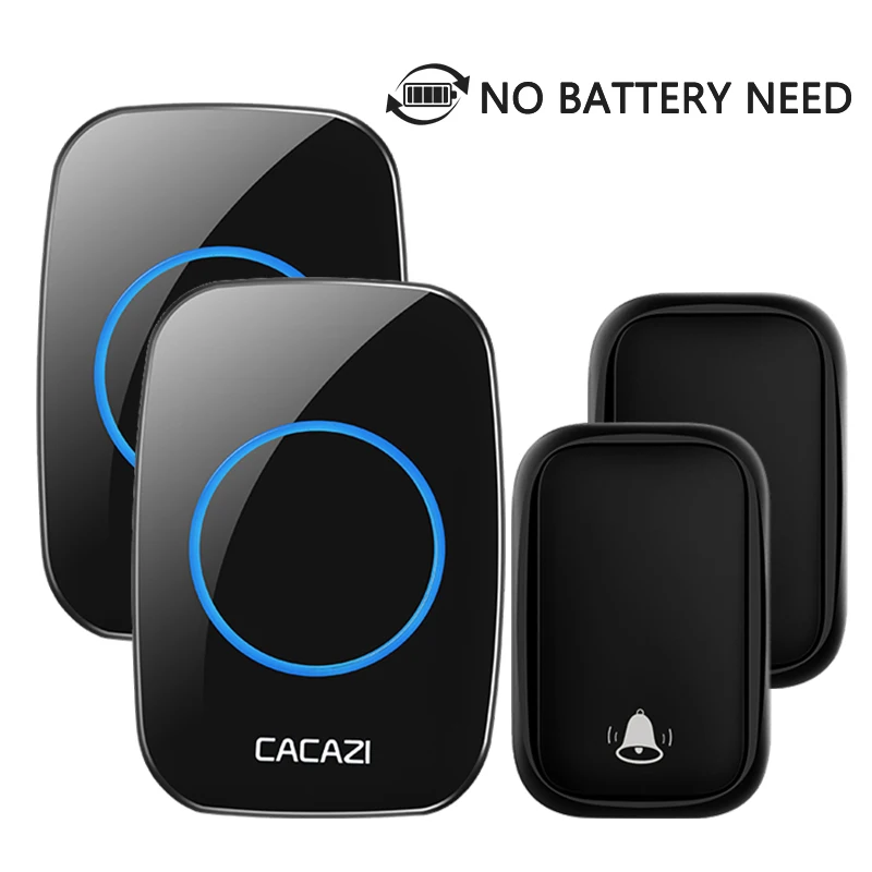 

CACAZI Home Self-powered Wireless Doorbell No Battery Required Intelligent Waterproof LED Call Ring Bell US EU UK Plug Doorbells