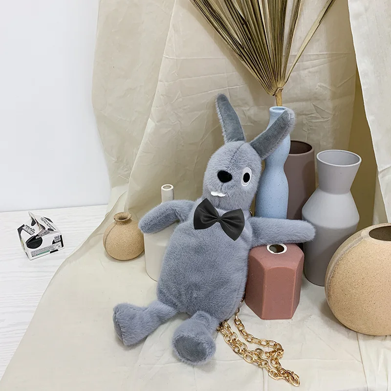 

Bags Super Adorable Little Crossbody Bag 2019 Autumn And Winter New Style Cartoon Cute Plush Rabbit Pack Chain Shoulder Bag