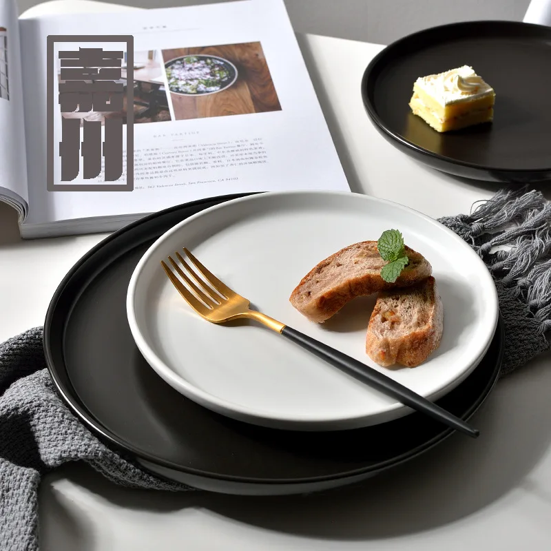 

FANTERCY Tableware Ceramic Plate Matte Disc Nordic Western Plate Pasta Steak Home Fruit Salad Dinner Set Plates and Dishes