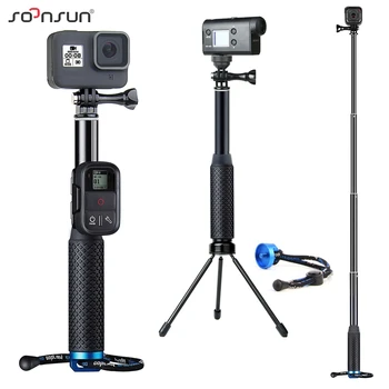 

SOONSUN Aluminum Extendable Diving Monopod Pole Stick with 1/4'' Tripod Mount Adapter and Remote Clip for GoPro Hero 8/7/6/5/4/3
