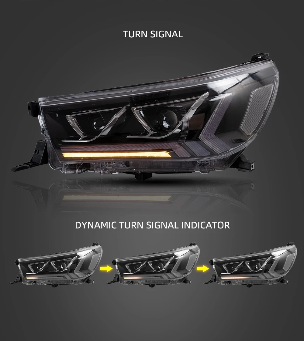 Автомобильный стайлинг фары для Toyota Hilux фар светодиодный налобный фонарь plug and play с движущегося сигнала