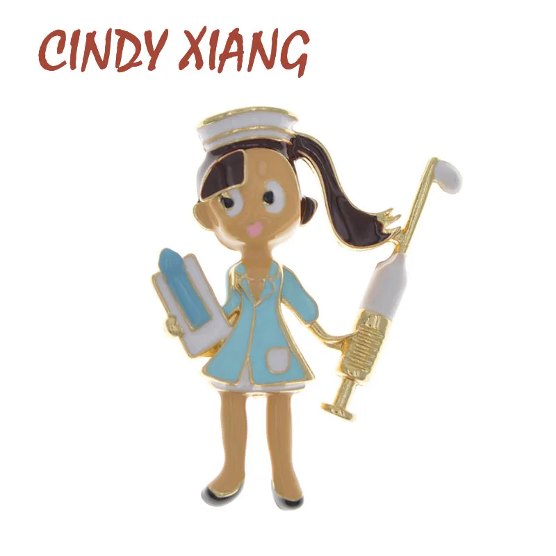 Брошь в виде медсестры CINDY XIANG эмалированная булавка для милой девочки 3 цвета на