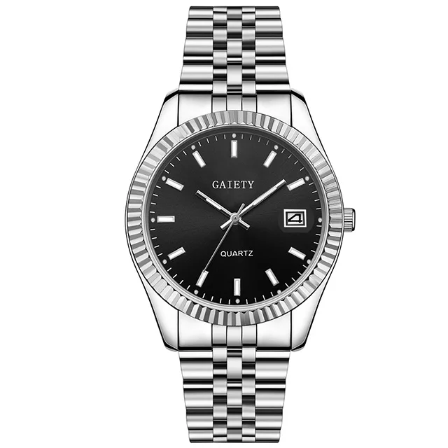 Модные мужские часы, серебро, Лидирующий бренд, роскошные мужские кварцевые часы, мужские водонепроницаемые часы из нержавеющей стали, мужские часы xfcs - Цвет: silver black