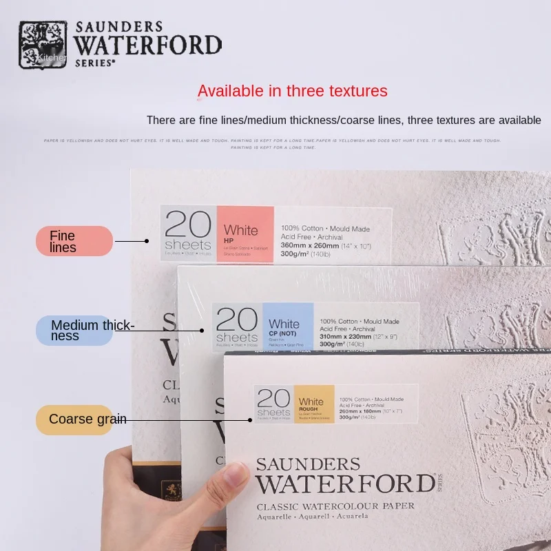 Waterford Papier aquarelle - feuille 100% coton - 56x76cm - 4 bords frangés  - Schleiper - e-shop express