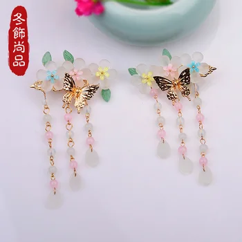 

Sweet Hanfu Headwear Daily Small fresh Hair Clip Kanzashi Hair accessories Flower Bead Edge clip Hair Ornaments Handwork Cosplay