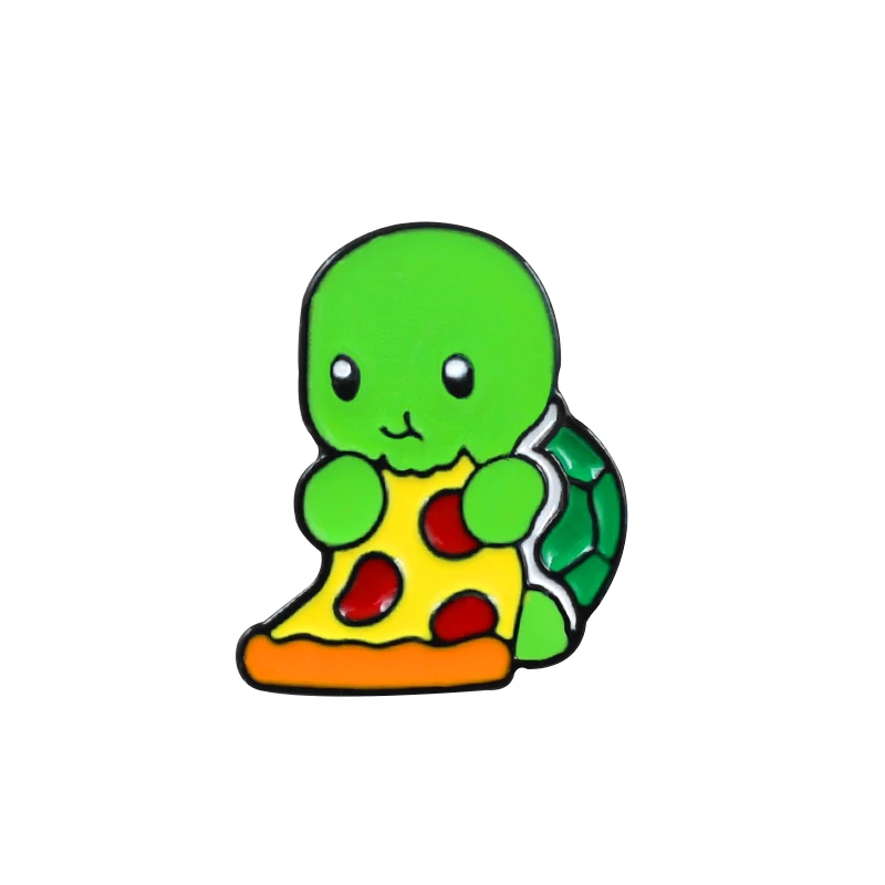 Милые животные Зеленая Черепаха пицца брошь в виде черепахи интроверта броши в виде черепахи лацкан булавка рубашка значок черепаха для детей ювелирные изделия булавки - Окраска металла: Style 2
