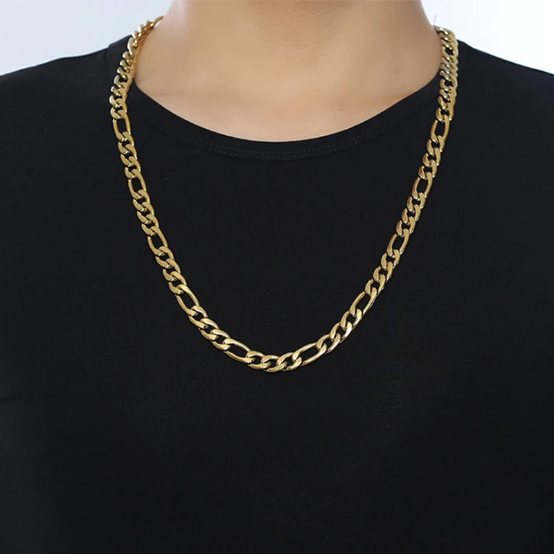 Oulai777 мужское ожерелье Золотое серебряное длинное ожерелье из нержавеющей стали женские мужские аксессуары цепочка на шею Хип-хоп