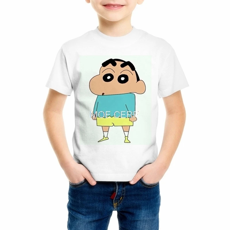 Детская футболка Crayon Shin-chan, милая белая футболка с короткими рукавами Crayon Shin-chan, футболки для мальчиков, девочек, малышей, детей, 47C-16