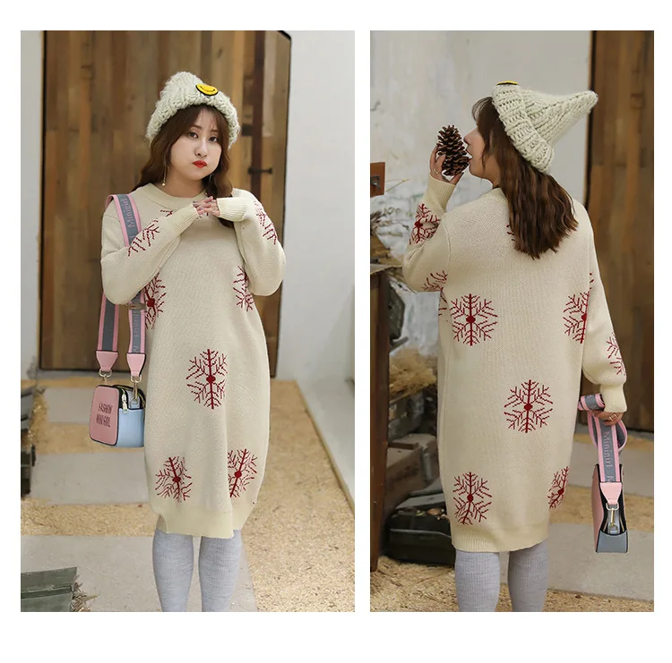 Autumn& Winter New Products Plus-sized Large Size Dress Large GIRL'S Long Snowflake Sweater Knitted Skirts M040