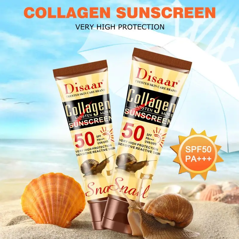 Collagen Snails Facial Body Sunscreen Moisturizer Sun Cream Skin Protective Cream Oil-control Moisturizing SPF 50+ Face