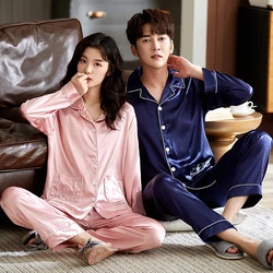 2 Piece Set Women Pajama Luxury Ice Silk Pajamas for Couples 2022 Spring Autumn Letter Embroidery Home Suit for Women Sleepwear