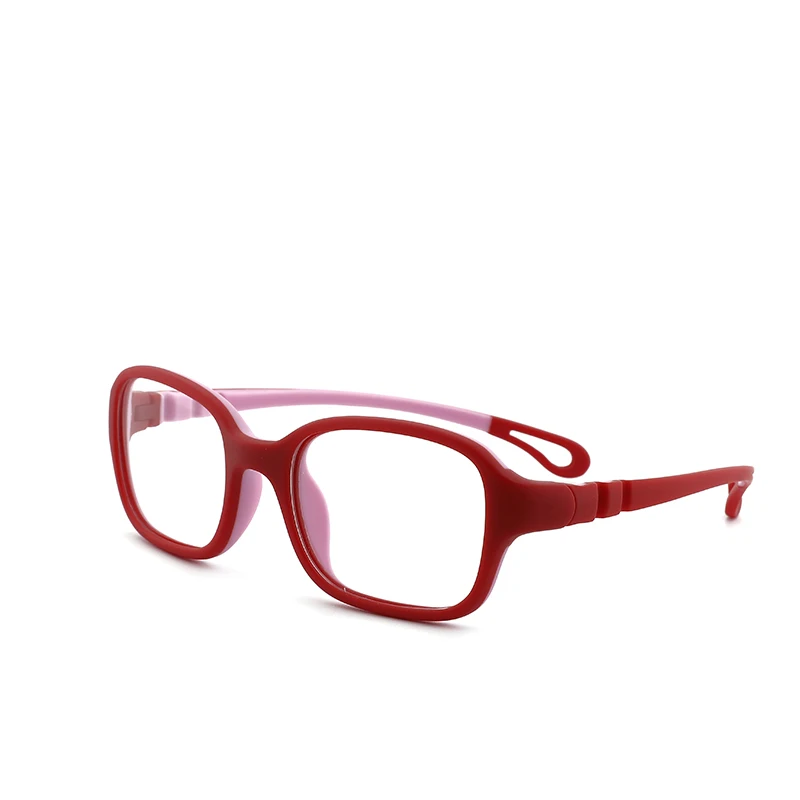 O-Q CLUB TR90 Plastic titanium kids frame eyeglasses children glasses Silicone frame rubber cat animal Safe Unbreaken myopia - Цвет оправы: Red Pink C09