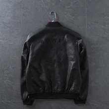 Fa3965 like This Leather Men Fashion Baseball Collar Slim Fit Jacket