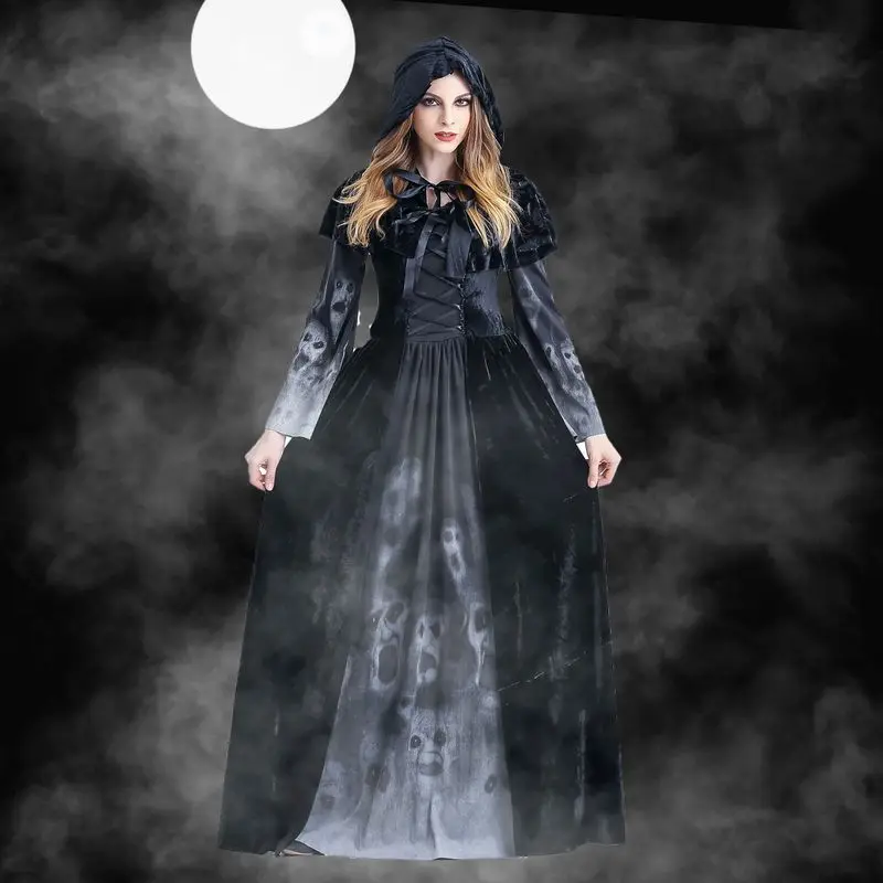 Хеллоуин взрослой смерти юбка ужас Скелет Вампира Ролевой костюм для игры Бар Стадия DS костюм