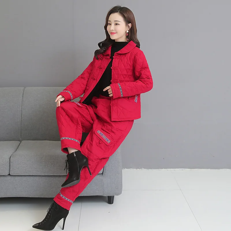 

2019 Autumn & Winter New Style WOMEN'S Dress Cotton Linen Ethnic-Style Webbing Frog Thick Slim Fit Long Sleeve Cotton-padded Clo