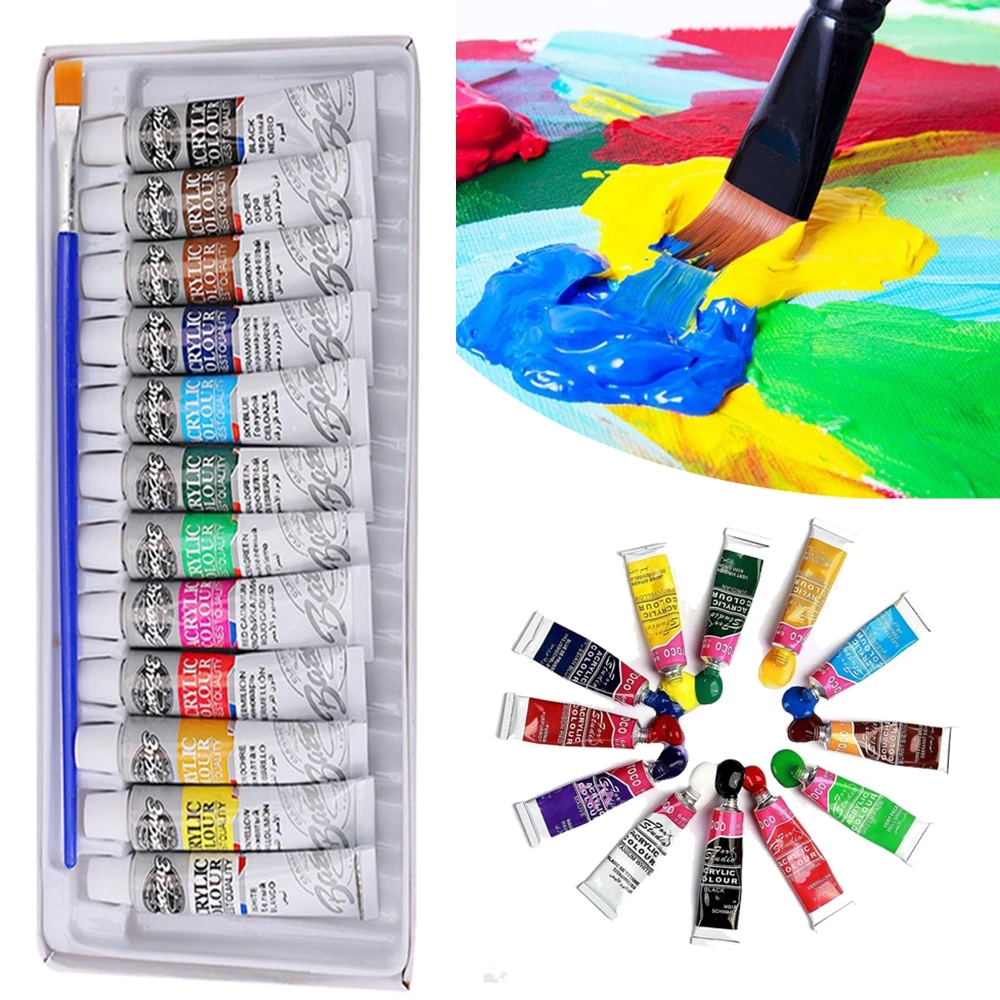 6 ML 12 Colors Professional Acrylic Paints Set Hand Painted Wall