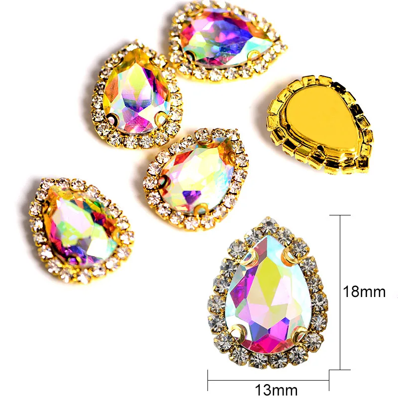 20pcs-13x18mm-Crystal-AB-Buckle-Edge-Teardrop-Sew-On-Rhinestones-With-Silver-Claw-Flatback-Glass-Strass (3)