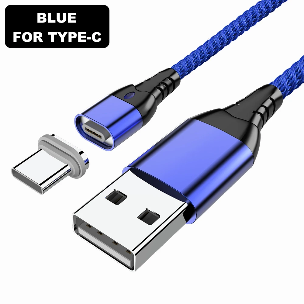 Магнитный Micro usb кабель Vanniso 3A для быстрой зарядки для смартфонов iphone XS XR, кабель USB type c для samsung s10 s8 Xiaomi K20Pro - Цвет: Blue for Type C