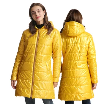 

Winter Woman Padded Hooded Down Coats Long Jacket Female Overcoat Ultra Light Slim Solid Jackets Coat Portable Parkas L0213