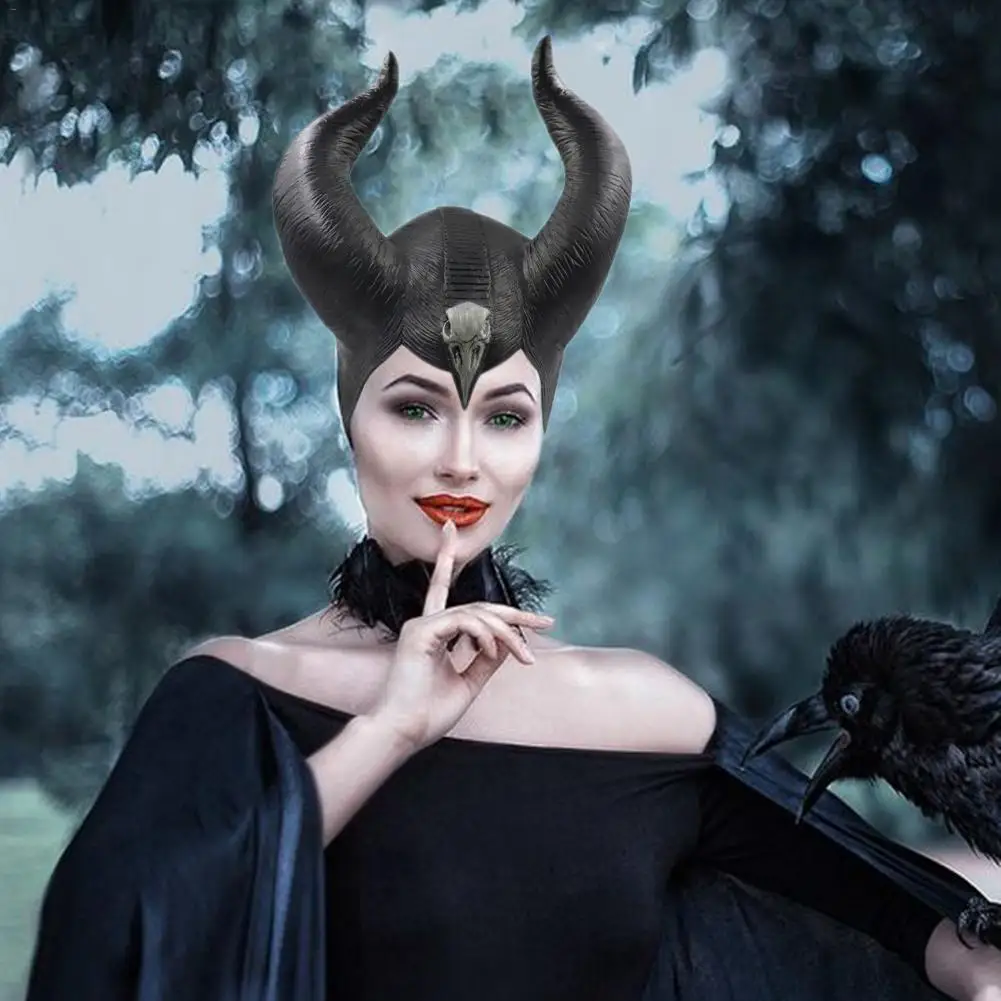 Maleficent рога Косплей шапка-маска Черная Королева шлем Кепка с головным убором для Хэллоуина маскарадные реквизиты для вечеринки