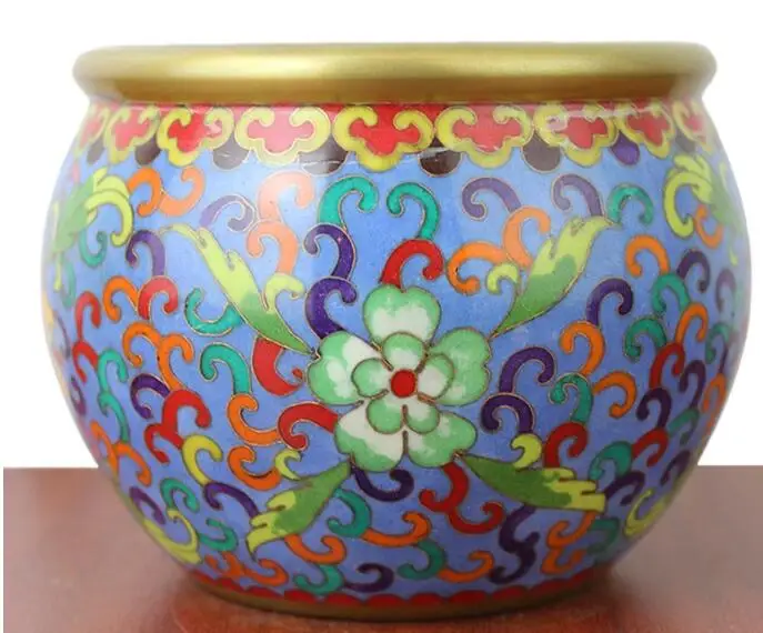 Китайский Тибетский Бронзовый Cloisonne голова льва горшок благовония горелка статуя