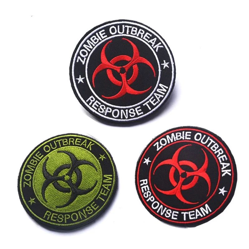 Zombie Outbreak Response Team Patches for clothing Embroidery letter patches Tactical Military Emblemas Biohazard applique bagde (6)