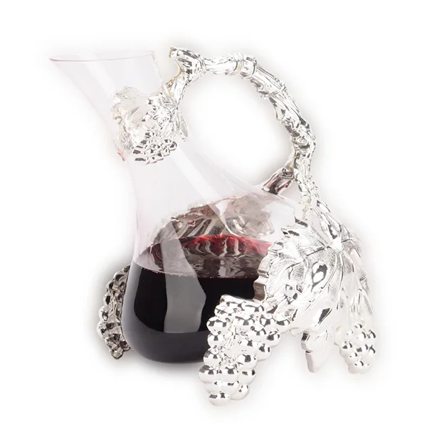 Элегантный дизайн посеребренный металлический стеклянный графин креативные питьевые сосуды в форме утки винные графины барные инструменты - Цвет: Grape Silver