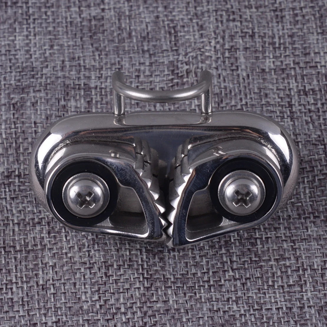 

DWCX 316 Stainless Steel Boat Marine Fast Entry Rope Cam Cleat with Wire Fairlead 6.8x3.5 cm fit for Line Sizes up to 10mm