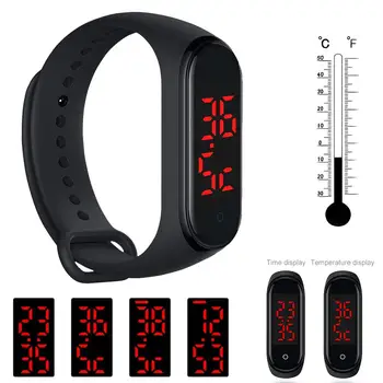 

Rondaful V8 Body Temperature Monitoring Wristband Smart Bracelet LED Display Black Health Smart Watch For Men Women