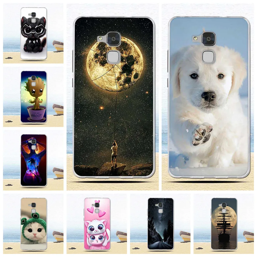 

For Huawei Honor 5C Case Cover with Fingerprint Soft Silicone TPU Back Phone Cases Cover for Huawei Honor 7 Lite Case 5.2" GT3