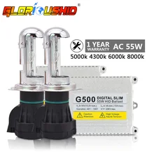 Биксеноновые H4 HID Kit AC 55W H4 Hi/Lo ксеноновые лампы G500 Ксеноновые балласты для автомобильных фар 4300k 5000k 6000k 8000k Биксеноновые лампы
