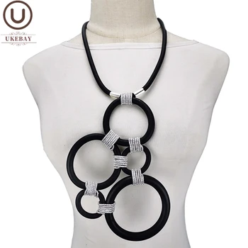 

UKEBAY New Gothic Pendant Necklaces Women Geometric Handmade Jewelry For Party Necklace Fashion Rubber Sweater Chain Necklaces
