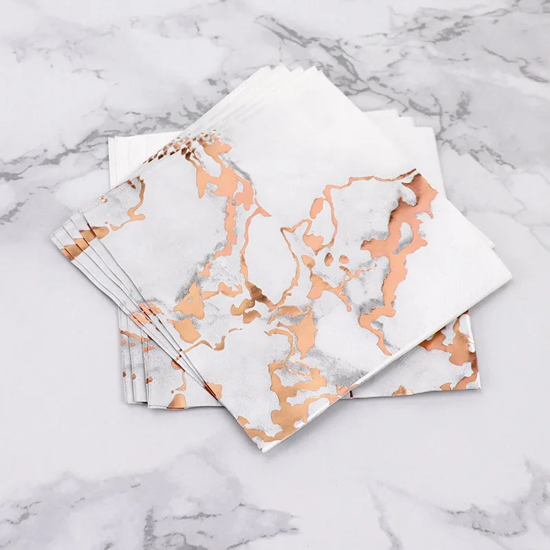 napkin 20pcs Золотая фольга мрамор одноразовые посуда бумажные тарелки для вечеринки чашки, ребенок, душ бумага для питья соломинки свадебные принадлежности - Цвет: napkin 20pcs