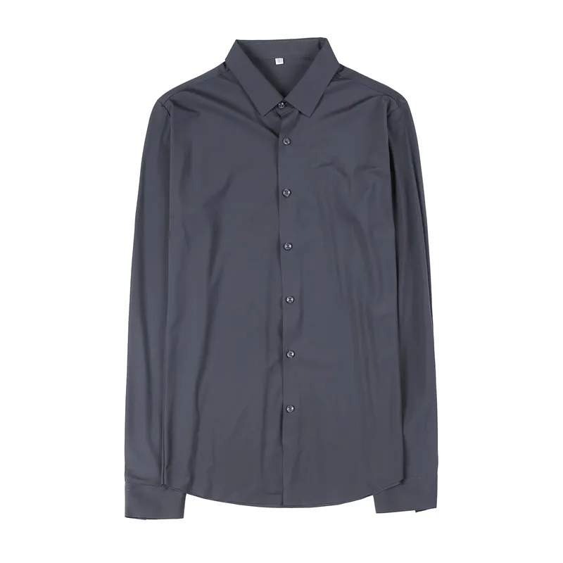 Camisas De Hombre Big Size High Elastic Drape Shirts for Men Korean Luxury Clothing Slim Fit Casual Social Shirt Dress 4XL