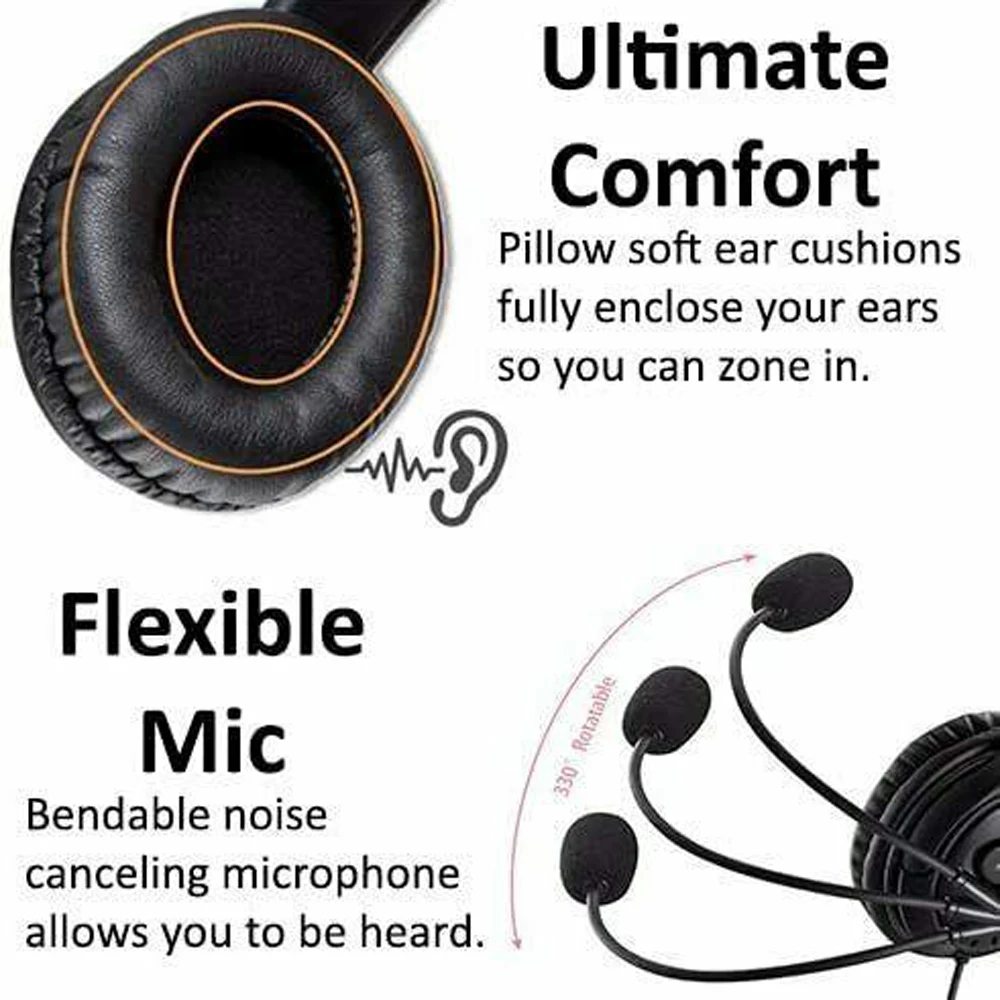 Pohiks 1pc High Quality Noise Cancelling Gaming Headset Adjustable Deep Bass Stereo Headphone For PC Computer