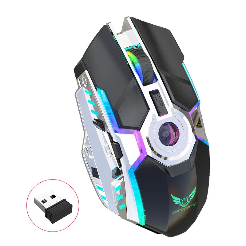 Colorful Luminous Game Mouse 2.4G Rechargeable Wireless Mouse with Built-in 600mA 