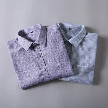 

Fat Man Shirt Male Long Sleeve Autumn Big Size Men's Wear Plus Fat plus Middle Age Men Business Leisure Grid Shirt