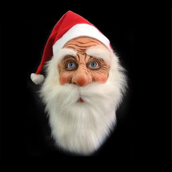 

Funny Santa Claus Full Mask Super Soft Santa Face Mask Wig Beard Costume Christmas Party Holiday Supply Adult Halloween Mask