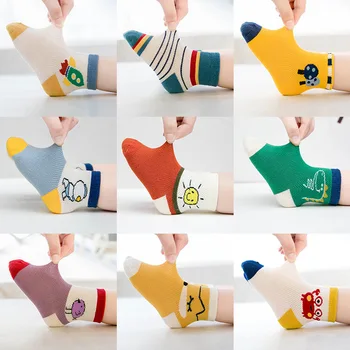

5Pairs/Lot Breathable Baby Cotton Socks Spring Summer Cute Cotton Newborn Baby Socks Cartoon Fashion Infant Socks