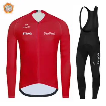 

2020 Winter Fleece Pro Cycling Jersey Set Mountian Bicycle Clothes Wear Ropa Ciclismo Racing Bike Clothing Cycling Set STRAVA