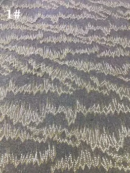 

New satin tulle gold glitter sequin beads lace fabric French net Africa Nigeria lace fabric for dress wedding fabric 5 yards