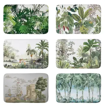 

1pcs 40*60cm Tropical Leaf Monstera pattern Anti-Slip Suede Carpet Door mats doormat indoor Kitchen room Floor Mat Rug mat31