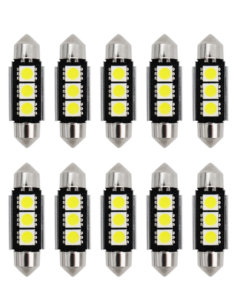 36 мм/39 мм C10W C5W 3SMD 3 SMD 5050 Светодиодные лампы canbus лампы автомобиля свет номерного знака подсветка для автомобильного номера внутренний купол лампа белый AC/DC 12V