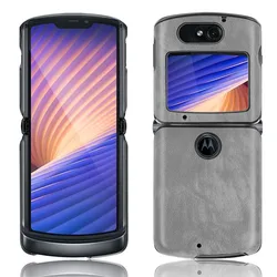 Luxurious Litchi Skin PU Leather and PC Book Cover for Moto Razr 5G (Gray)