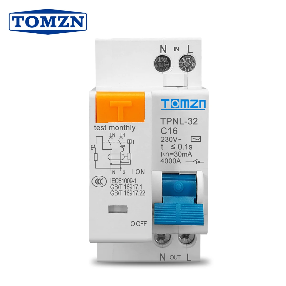 Disjuntor atual residual de tpnl dpnl 230v 1p + n com proteção de vazamento de corrente mais e curto rcbo mcb